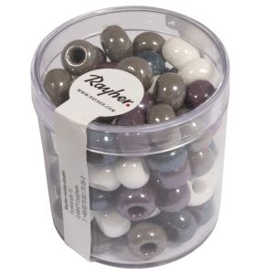 Glas-Großlochradl,opak,grau-lila-weiß T.