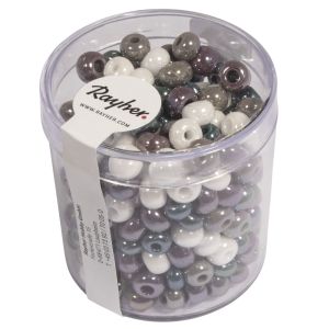 Glas-Großlochradl,opak,grau,lila,weiß T.