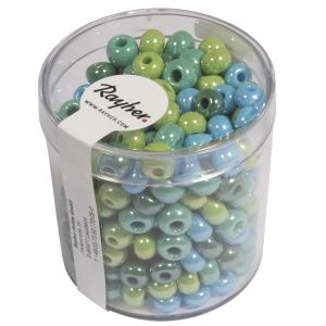 Glas-Großlochradl,opak, grün, blau Töne