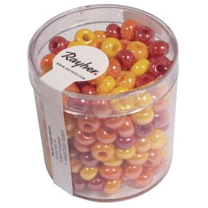 Glas-Großlochradl,opak, rot, gelb Töne