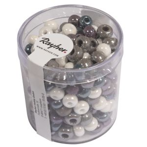 Glas-Großlochradl,opak,grau, lila, weiß