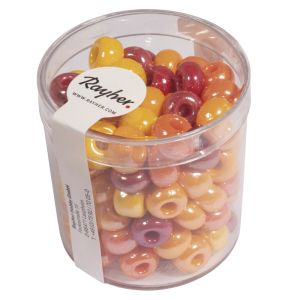 Glas-Großlochradl,opak,rot, gelb Töne