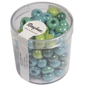 Glas-Großlochradl,opak,grün, blau Töne