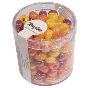 Glas-Großlochradl,opak,rot, gelb Töne