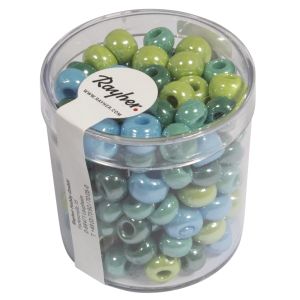 Glas-Großlochradl,opak,grün, blau Töne