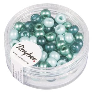 Rocailles-Mix mit Großloch, 5,5mm ø, mintgrün