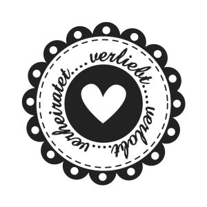 Stempel 'verliebt..verlobt...', 3cm ø