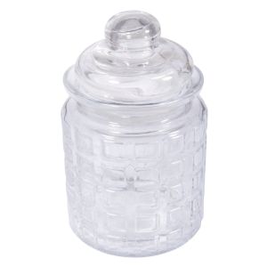 Glas Gefäß mit Glasdeckel Karos, 8cm ø