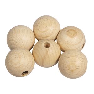 Boules en bois brut, demi-percées, ø25