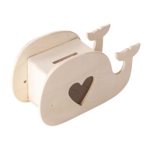 Holz Spardose Wal, FSC 100%