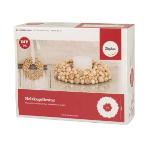 Kit : Couronne en boules de bois, 20cm 