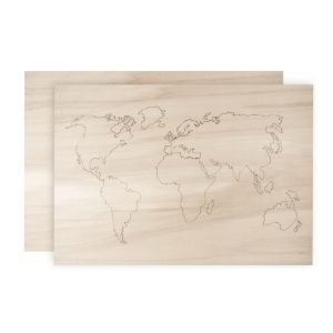 Holz-Weltkarte, 2 Platten, FSC 100%