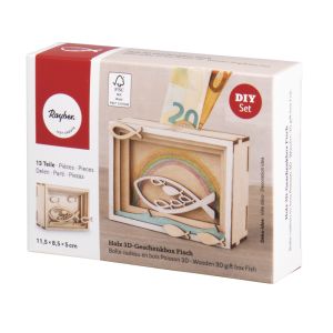 Holz 3D-Geschenkbox, FSC Mix Credit
