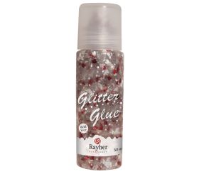 Glitter glue Little hearts, classic red