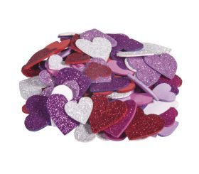 Moosgummi Herzen Glitter, 2+3cm ø