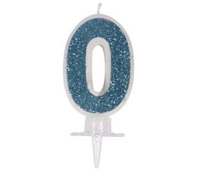 Numeral candle  0  with glitter&holder