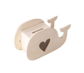 Wooden money box Whale, FSC 100%