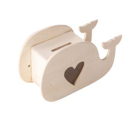 Holz Spardose Wal, FSC 100%