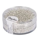 Rocailles, 2,0 mm ø, perlmutt, silber