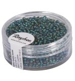 Rocailles m.Silbereinzug+Rainbow, ø 2 mm, smaragd