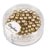 Renaissance Glaswachsperlen, matt, 4mm ø, gold
