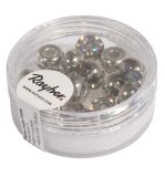 Glas-Großlochradl,transp.metallic, 9mm ø, silber irisierend