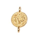 Metallic mini-pendant Coin, 7.3mm ø, gold