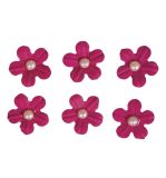 Deko-Sticker: Papierblüten m. Halbperle, pink