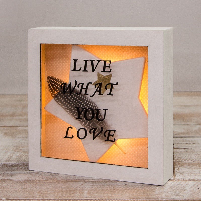 Illuminated wooden frame