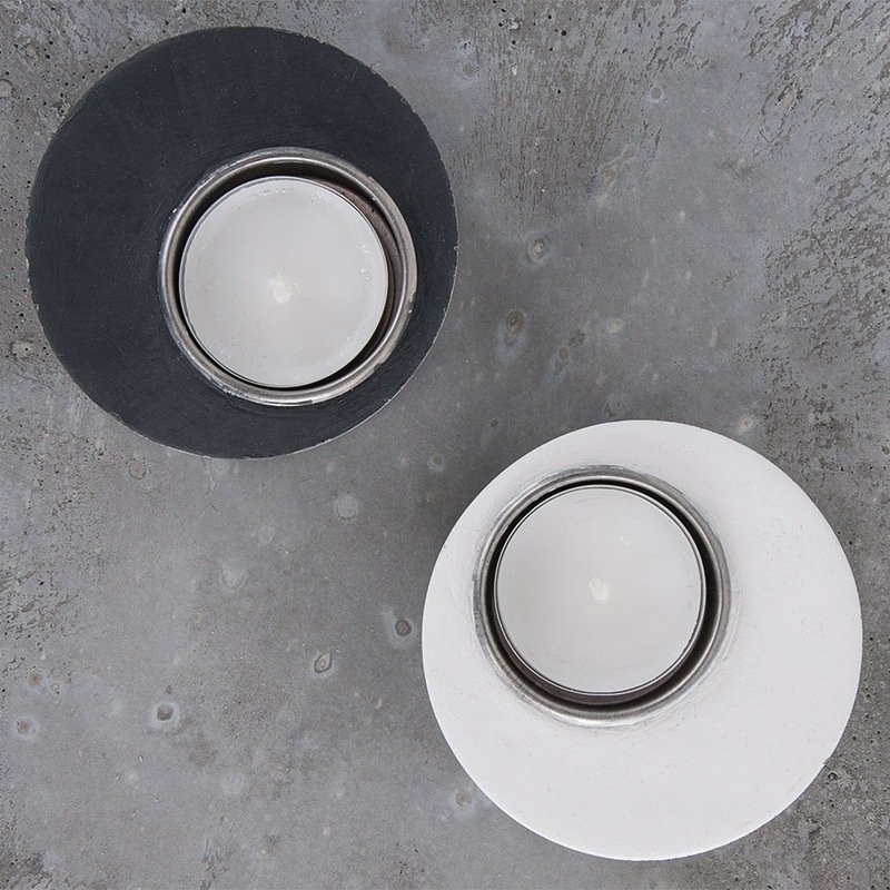 Round cement tea-candle holder