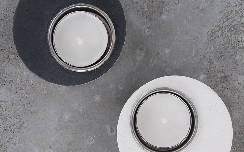 Beton-Teelichthalter rund