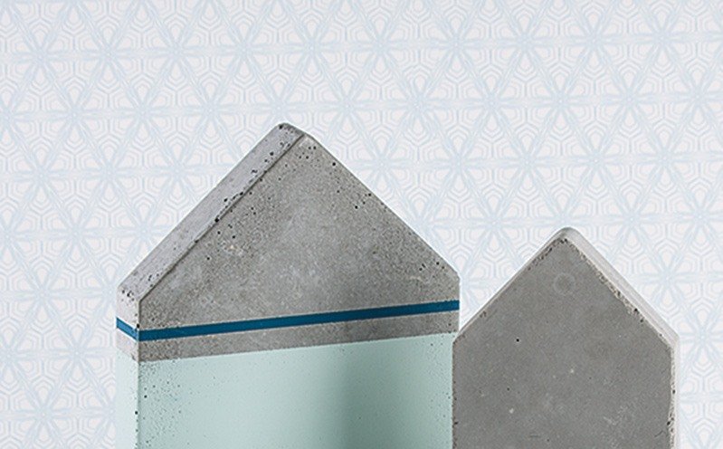 Betonhaus mit mintfarbenem Chalky Finish