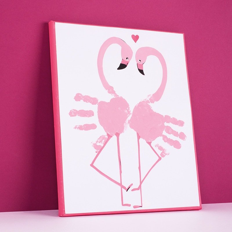 Flamingo-Bild mit Fingerfarbe