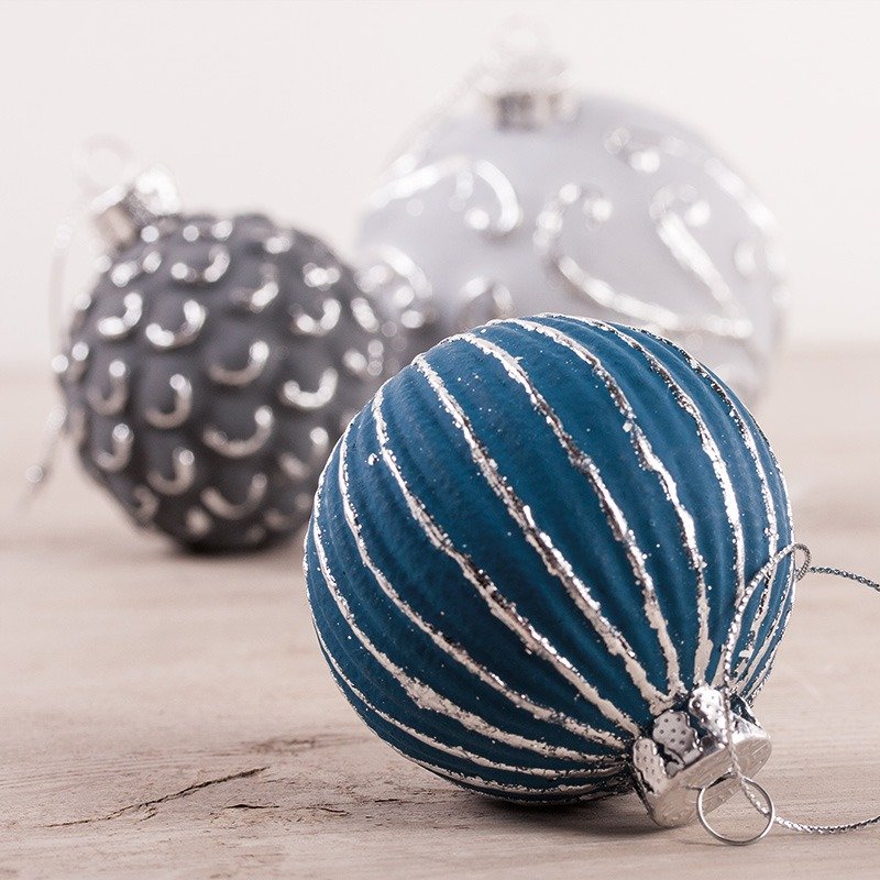 Glass spheres with  Chalky Finish and mirror-foil