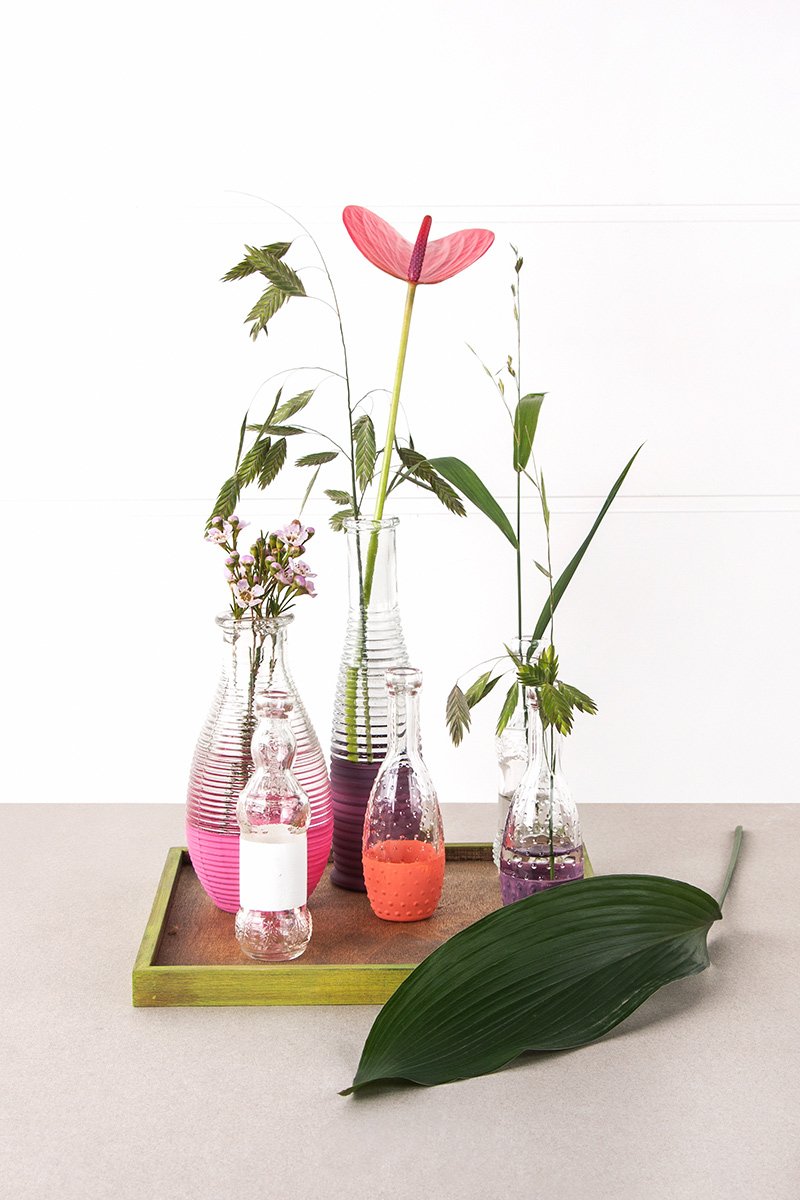 Holz Tablett mit Vase