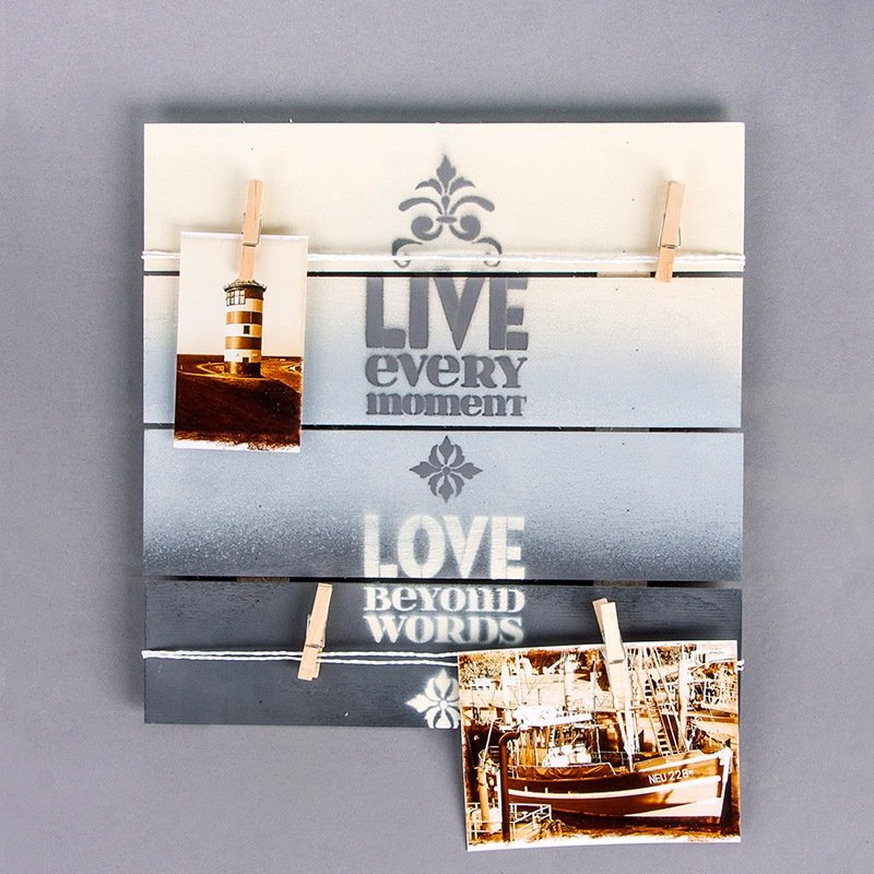 Wooden slatted  frame with Chalky Finish spray