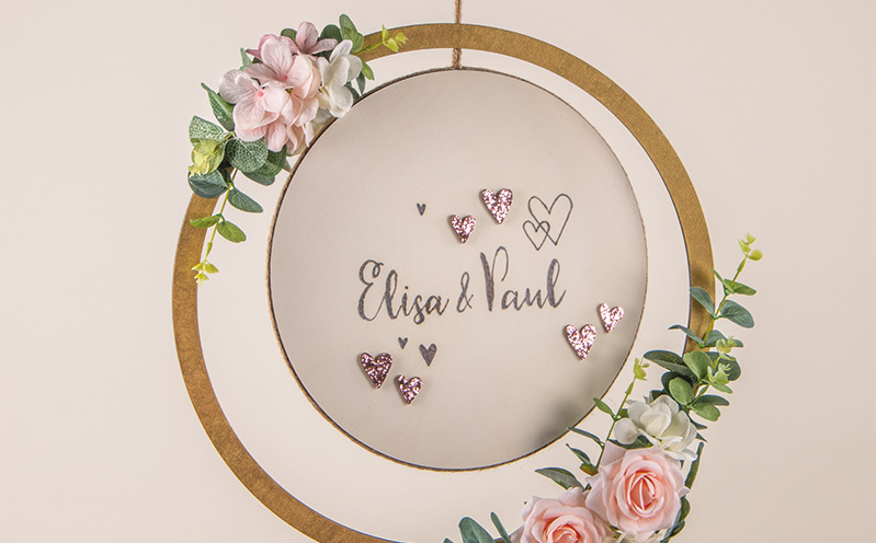 Holzring mit Platte „Elisa & Paul“