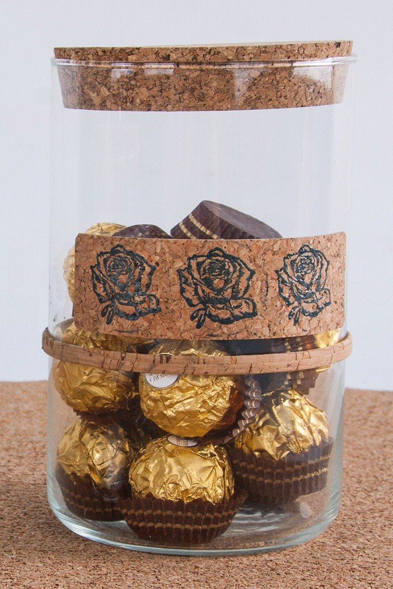 Kork Glas-Gefäß mit Banderole 