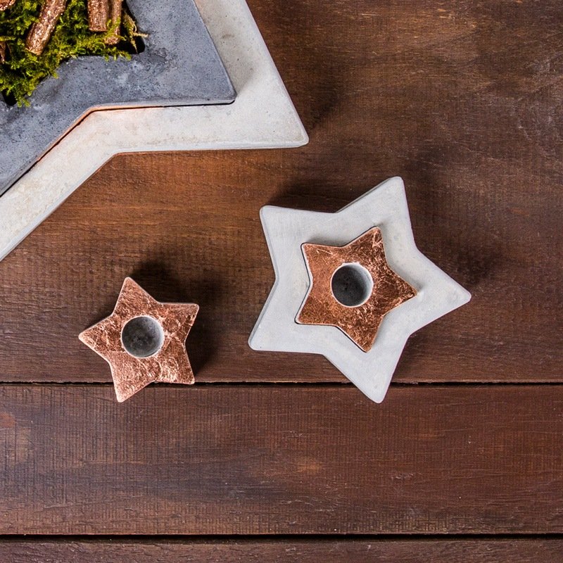 Set of 2-part stars out of creative-cement