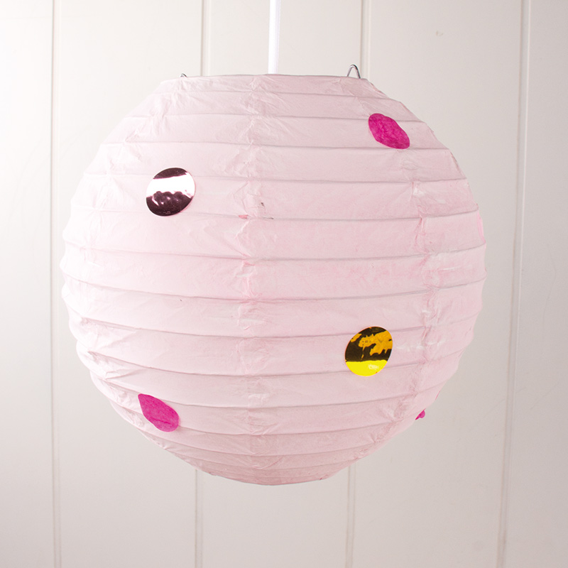 Papierlampion rosé mit Punkten