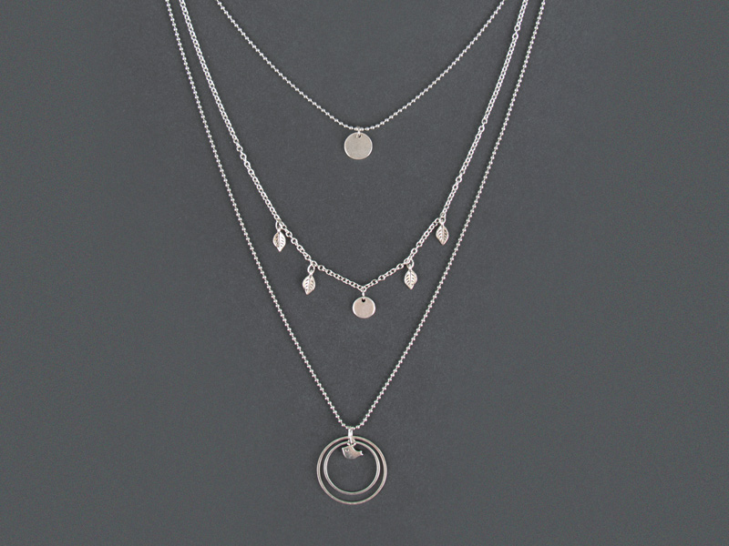 Layered necklace, silver