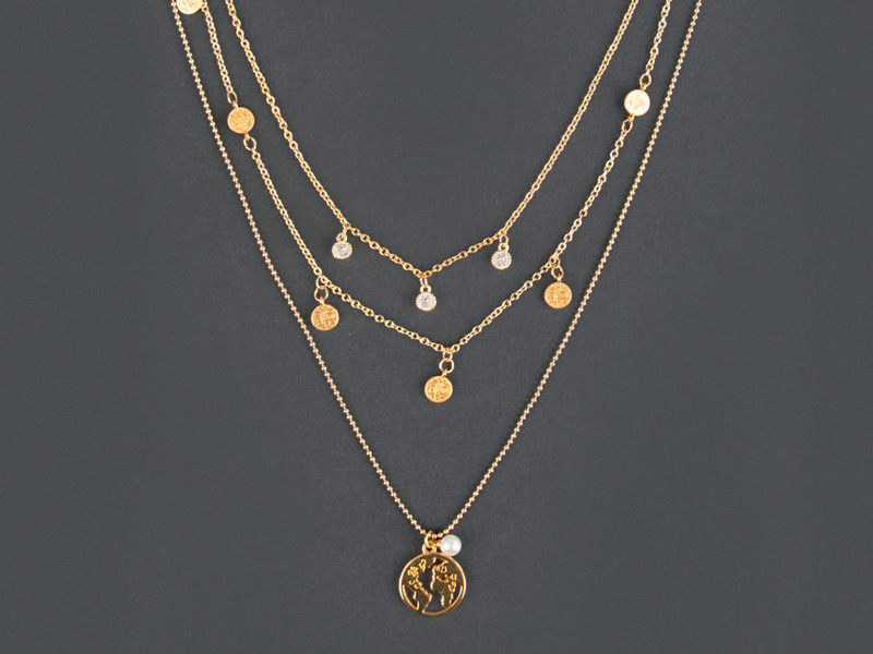 Layered necklace, gold