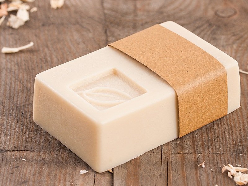 Natural soap with a leaf