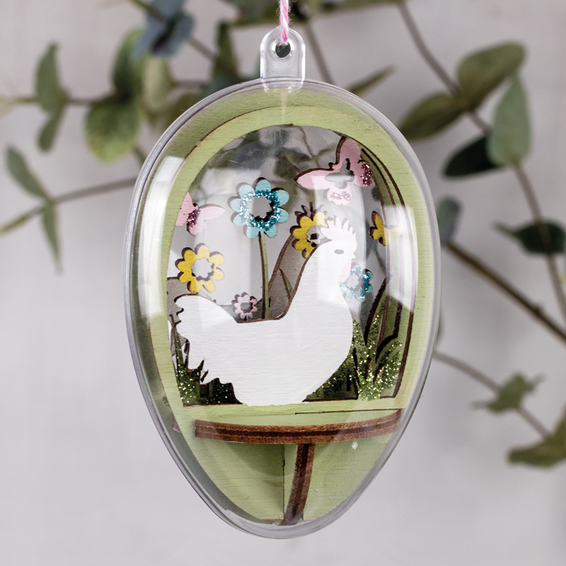 Osterei Hahn & Blumen