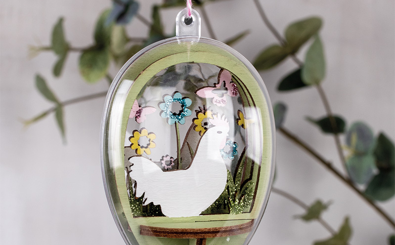 Osterei Hahn & Blumen