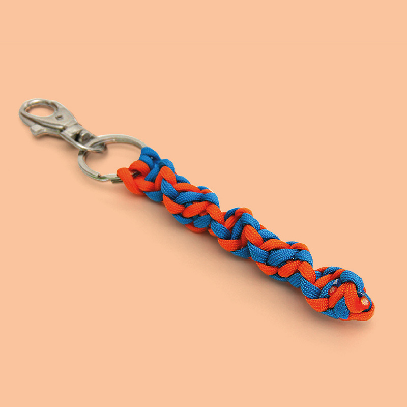Paracord key ring in orange and blue