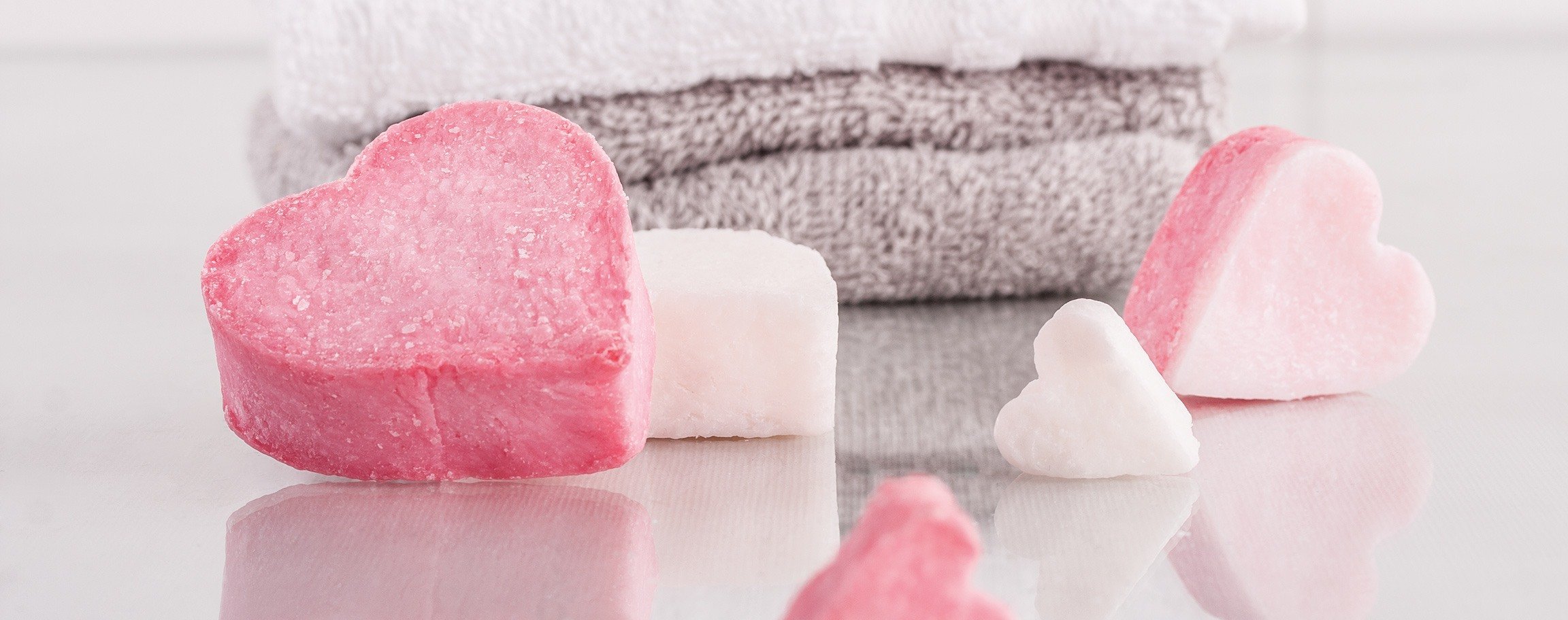 Pinkish heart-shaped kneading-soap