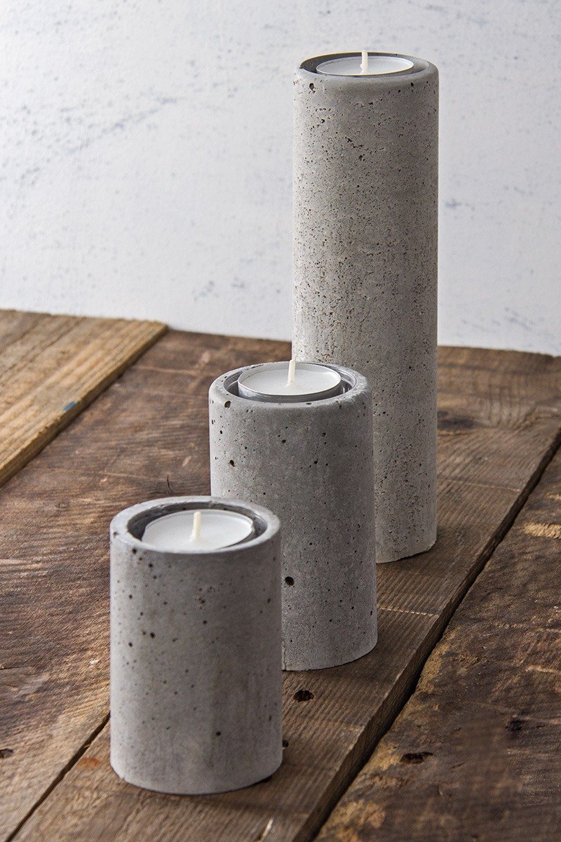 Cement Tea candle holder round