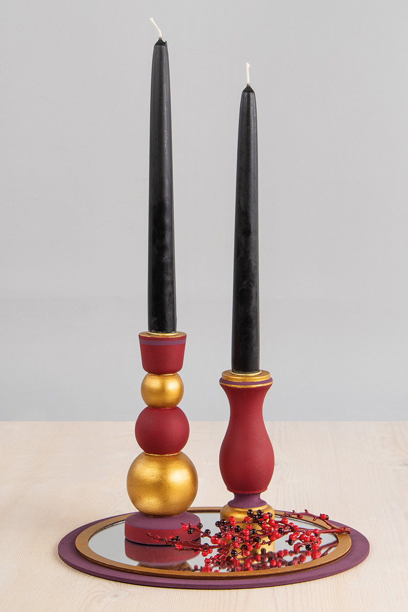 Spiegelplatte mit Kerzenständer