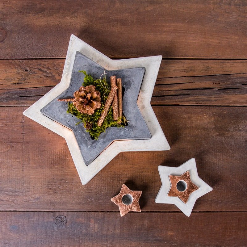 Large star-shaped bowl out of creative-cement